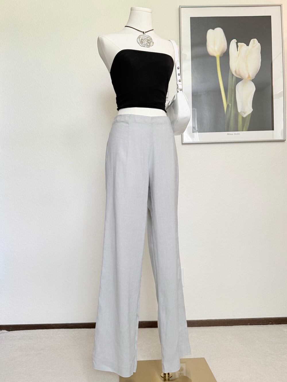 Vintage Banana Republic Linen Blend Wide Leg Pants Y2K Minimalist Chic